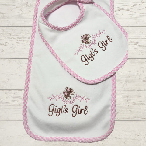 Bib and Matching Burp Cloth Personsonalized Girl