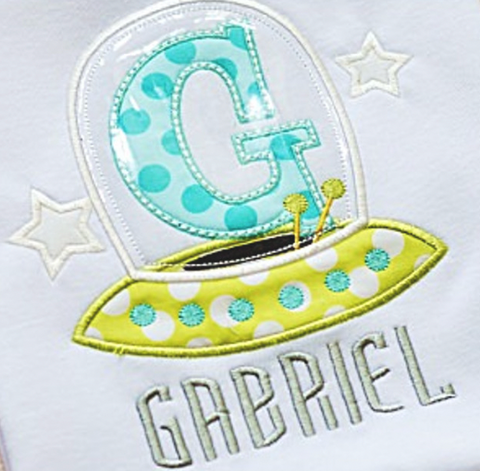 Spaceship Embroidered Monogram Shirt