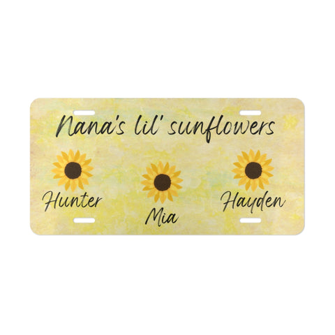 Personalized License Plate Sunflowers
