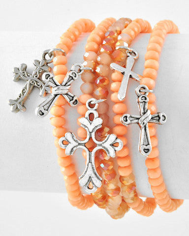 Peach Stretch Cross Bracelet