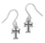 Oxidized Cross Earrings on French Wire