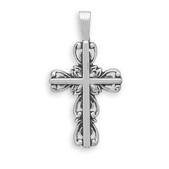 Cross with Scroll Outline