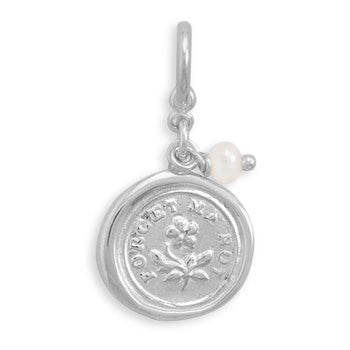 Forget Me Not Charm with Cultured Freshwater Pearl