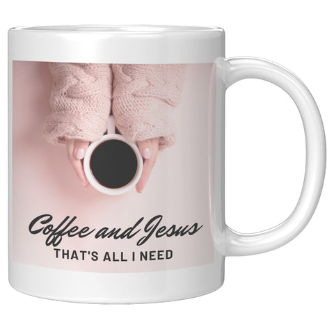 Coffee and Jesus Pink Sweater Coffee Mug