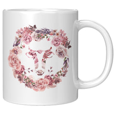 Cow with Pink Flowers Coffee Mug