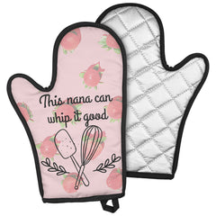 personalized oven mitt, oven mitt, grill mitt, grilling mitt, grillmaster, grill master, gifts for women, women gifts, kitchen accessories, kitchen gifts, gifts for mom, gifts for grandmother, gifts for nana, pink, pink gifts, strawberry, strawberries