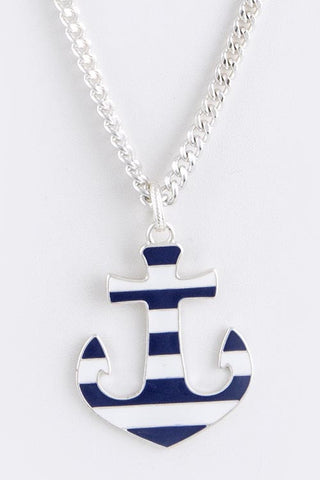 Striped Anchor Necklace and Earring Set