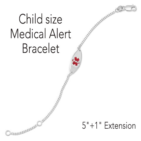 Children's size 5"+1" Extension Medical Alert ID Bracelet