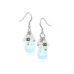 Light Blue Crystal and Pearl Earrings