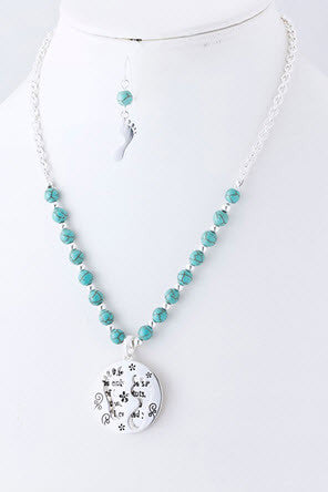 Footprint Quote Necklace and Earring Set