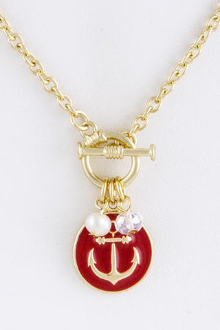 Anchor Red Necklace and Earring Set