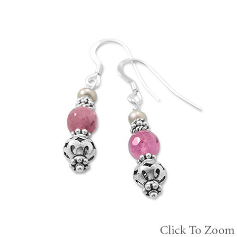 Baila Luna Ruby Bead Drop Earrings