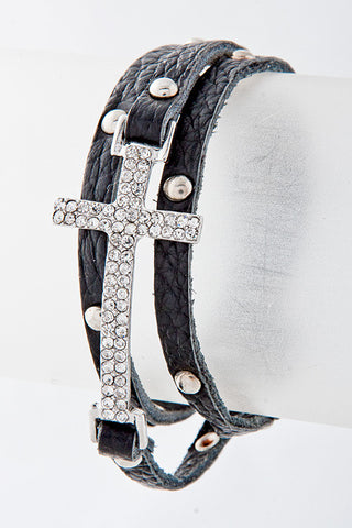 Side Cross Wrap Bracelet Black