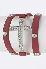 Side Cross Studded Wrap Bracelet