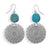 Flower Drop Design Fashion Earrings with Imitation Turquoise