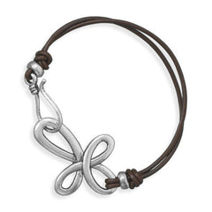 7" Double Strand Leather Cross Fashion Bracelet